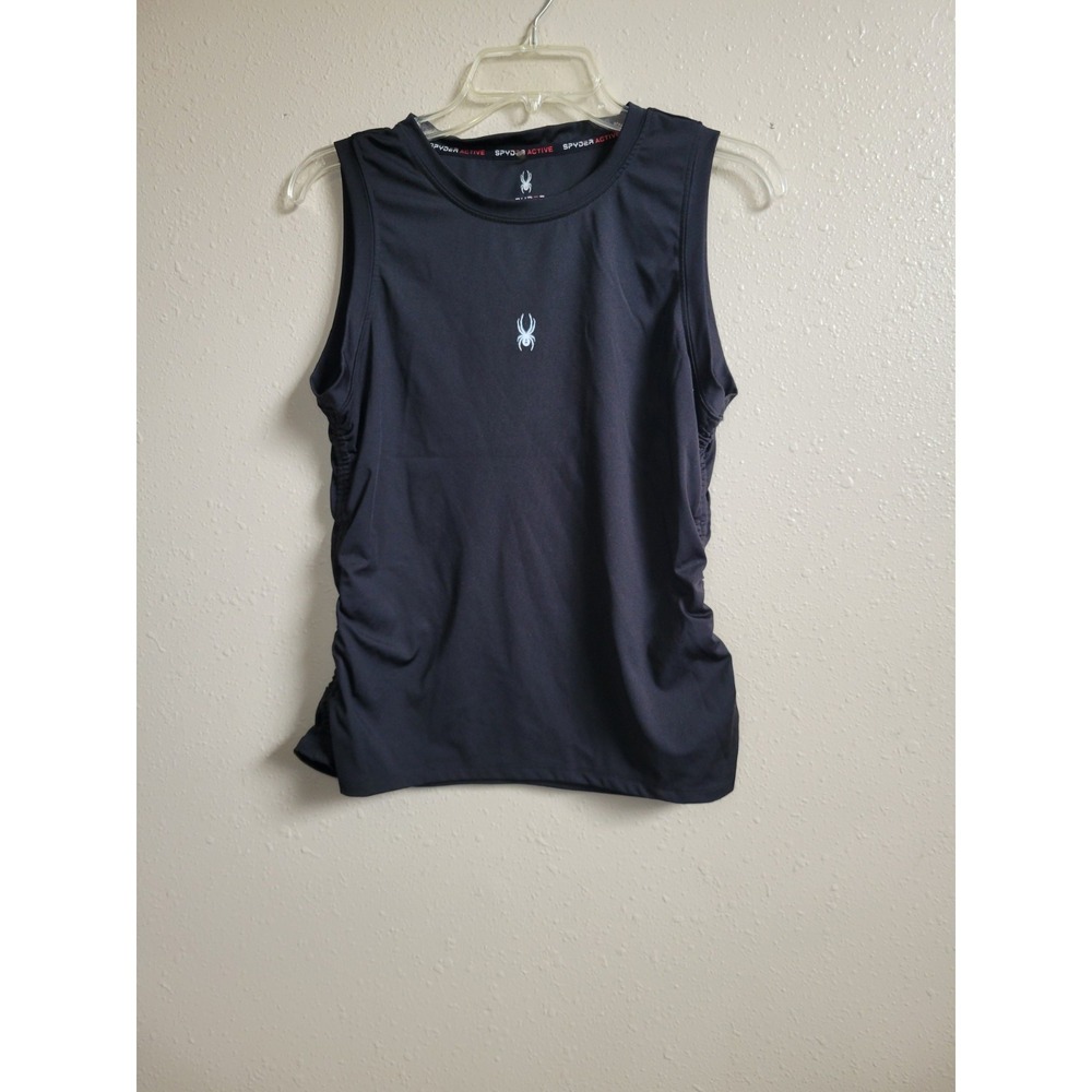 Spyder Active Women's Workouts Tank Top‎ Athleisure Ruched Sides Logo Gym Sz L
